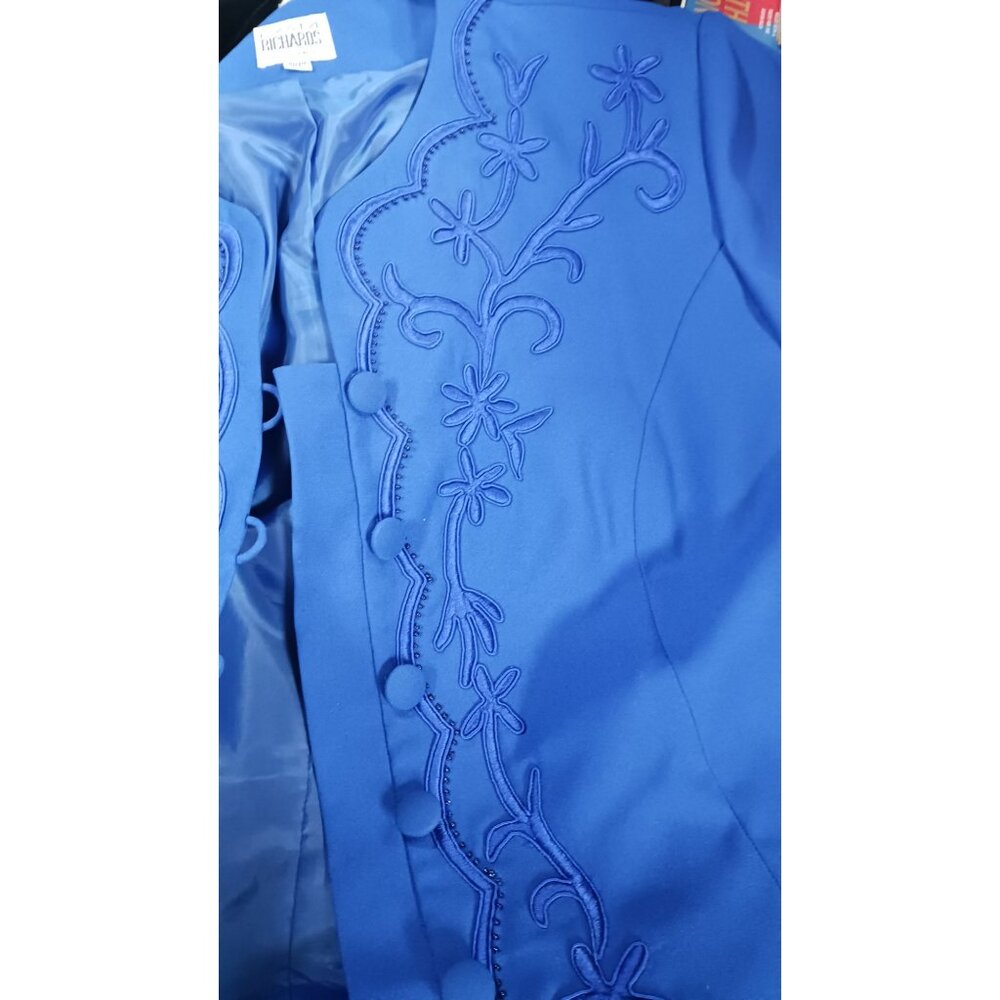 R & M Richards by Karen Kwong Outfit Skirt Jacket Size 20WP Blue 100% Polyester - Picture 8 of 9